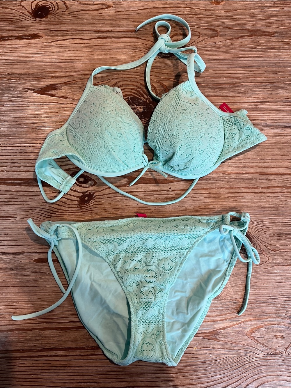 Victoria's Secret Mint Lace Tie-Side Bikini